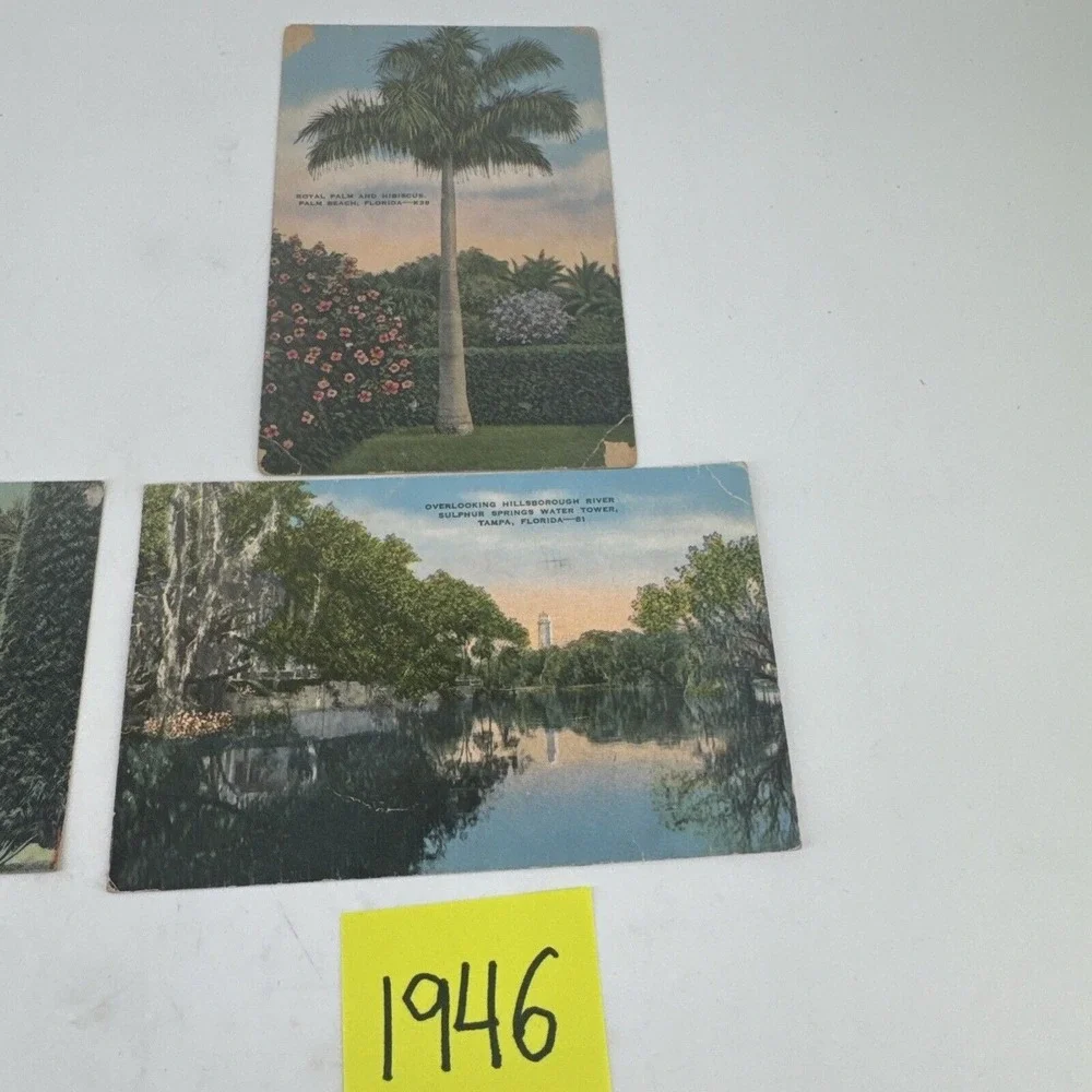 Postcard Lot of 3 Florida Landmarks & Tourism Stamped 1940s Vintage